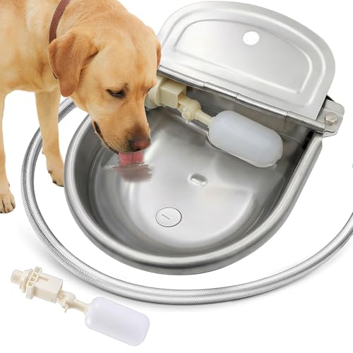 Automatic Water Dispenser for Dogs and Cats - Stainless Steel Dog Water Bowl Dispenser Outdoor Large Pets Waterer Feeder for Poultry and Livestock