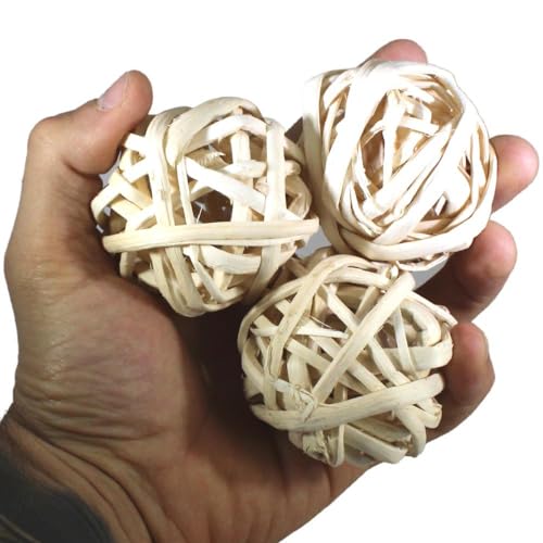 Bonka Bird Toys Pack Three Natural Woven Bamboo Balls Foot Talon Craft Part, Parrot Cage Toy, Amazon, Macaw, Eclectus, and Similar (1253 2.25 Inch) - size: 2.25 Inch
