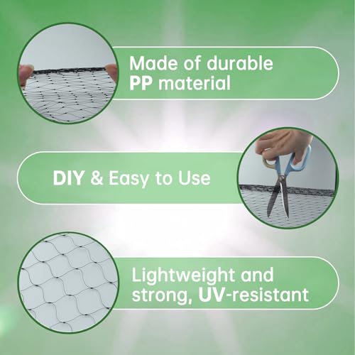 13x32FT Garden Bird Netting, Anti Bird Netting for Fruit Trees, 0.8" Mesh | Bird Netting for Garden, Netting for Garden Protection, Deer Netting, Deer Fence for Garden, 50 Cable Ties