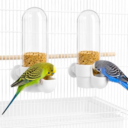 Hemobllo 2pcs Bird Water Feeder for Cage, Automatic Bird Waterer Dispenser with Widened Slot for Parakeets, Cockatiels &, Mess-Free Hanging Water Container for Small Pet Supplies, Blue