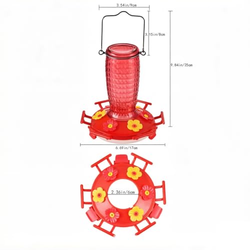 Glass Hummingbird Feeder, Hanging Type Glass Bird Feeder, Flower Bird Feeder disassemble 6 Bee-Proof Feeding Ports, 360° Perch, Leak-Proof 2026 New