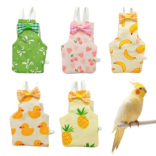 Bird Diaper, 5pcs Bird Diapers with Waterproof Inner Cute Style Pigeon Pants Chicken Diapers for Indoor Chickens Duck Parakeet Cockatiel Mini Macaw Budgie Canary Monk Parakeet Lory (M)