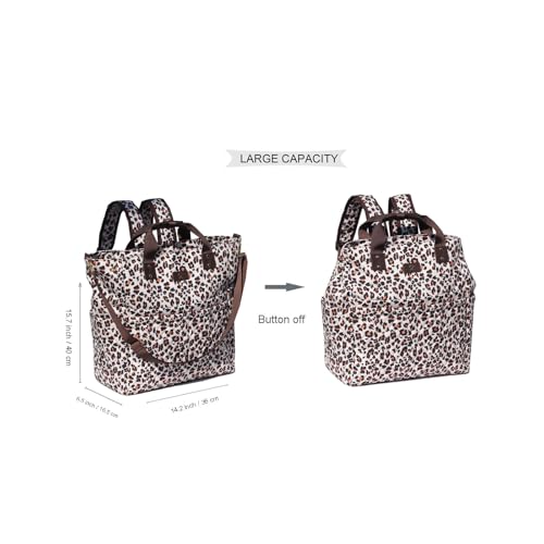 Diaper Tote Bag Totepack Backpack Crossbody Bag 3 in 1 for Women Laptop Backpack Multifunctional with Insulated Pockets - color: D Leopard Print