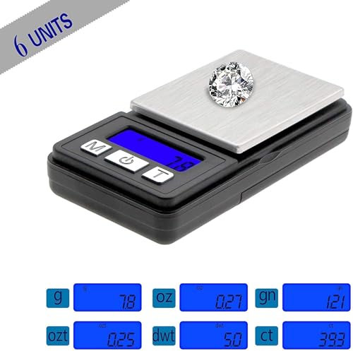Fuzion Ultra Mini Scale, 1000g x 0.1g Digital Pocket Scale, Grams and Oz 6 Units, Gram Scale with LCD Display, Tare, Battery Included