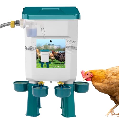 Automatic Chicken Waterer, Float-Controlled Chicken Water Feeder, Large Watering System with 60 Inch Water Hose (One End 3/4''), Poultry Waterer for Duck Quail Turkey Chick (2 Gallons, Blue) - color: Blue
