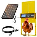 Okkobi Automatic Chicken Coop Door Solar Powered - LCD Display - Chicken Coop Door with Remote Control, Light Sensor & Timer - Security & Peace of Mind: Anti-Pinch Function - 5-Year Protection - color: Yellow