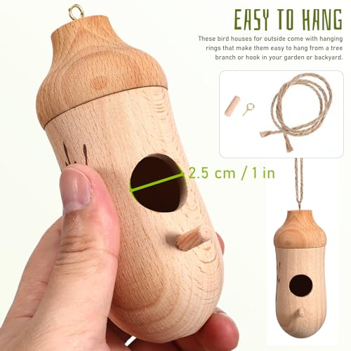 NUOBESTY Hummingbird House, 3 Pack Natural Beech Wood Bird House for Outside Hanging, Small Bird Nest Shelter for Finch Chickadee, Home, Outdoors, Garden Decor