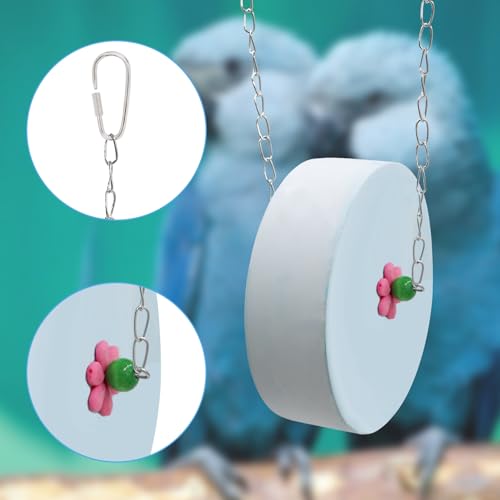 Bird Beak Grinding Stone – Large Blue Cylinder Parrot Chew Toy with Metal Hanging Chain – Cage Accessory for Macaws, African Greys, Cockatiels & Medium to Large Birds - color: blue