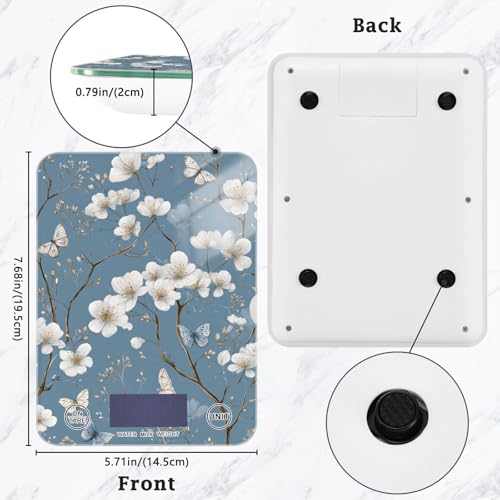 Food Scale Kitchen Scale Food Weight Scales Digital Weight Grams and Ounces Small Electronic Food Scale for Baking Cooking Blue Flowers Butterfly - color: Blue Flowers Butterfly