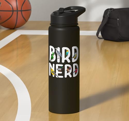 Funny Bird Nerd Colorful Birdwatcher Geek Ornithologist Stainless Steel Insulated Water Bottle