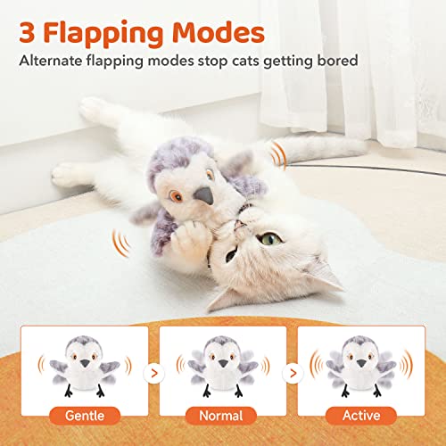 Potaroma Cat Toys Flapping Bird (No Flying), Lifelike Sandpiper Chirp Tweet, Rechargeable Touch Activated Kitten Toy Interactive Cat Exercise Toys for All Breeds Cat Kicker Catnip Toys 4.0" | Lifelike Sandpiper Chirp, Touch Activated, Rechargeable Kitten