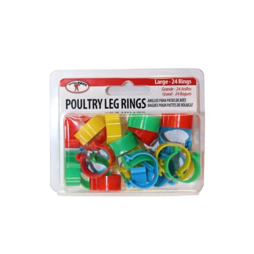 Little Giant® Plastic Poultry Leg Rings - 24 Count ID Tags for Chickens, Pigeons, Ducks, Birds - Multi Color Pack of Clip On Identification Foot Bands (16mm) - size: 16mm