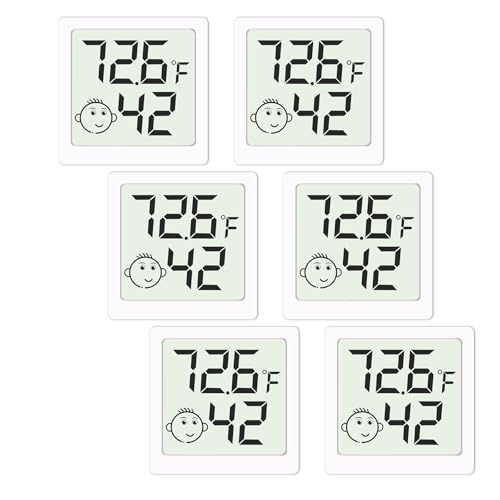 Mini Humidity Meter Hygrometer 6 Pack Room Thermometer Indoor Digital Temperature and Humidity Monitor for Home House Office Garden and Cellar - style: Style A-White-6pcs