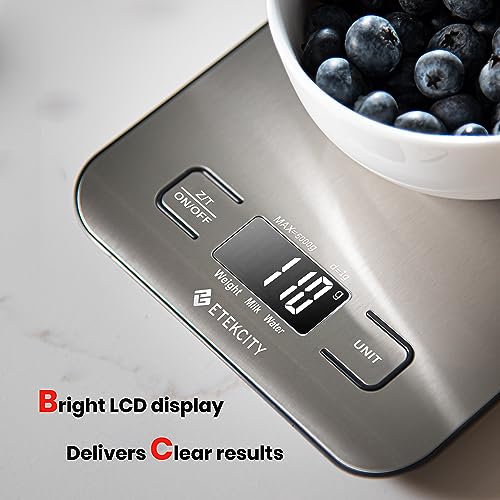 Etekcity Food Kitchen Scale, Digital Grams and Ounces, 11lb | Tare function, ideal for baking, weight loss, keto, meal prep, packages, liquids and jewelry, 304 Stainless Steel - color: Stainless Steel