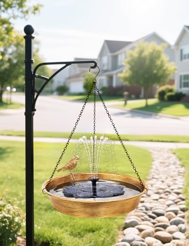 Hanging Bird Bath for Outdoor, Antique Bronze Metal Birdbath Bird Feeder Garden Decor Yard Art (11.5" Dia)
