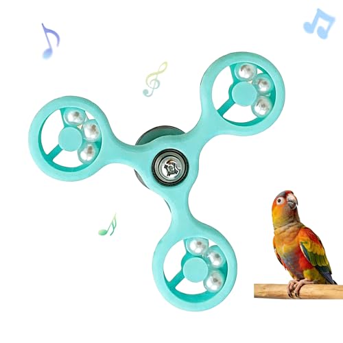 Spinning Bird-Toys Bird Cage Toys & Bird Perch Parrot-Parakeet Budgie Cockatiel Conure Macaw Chicken Parrot Enrichment Cage Accessories Small Animal Chewing Toy (Cyan Spinner) - color: Cyan Spinner