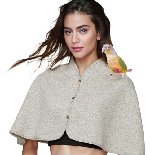 Parrot Anti-Scratch Shoulder Protector - Reusable Bird Diaper & Soft Bird Cape for Macaws, Cockatiels, Conures, Parakeets, Lovebirds and Finches - Pet Shoulder Guard with Poop Protection (Grey, Large) - color: Grey
