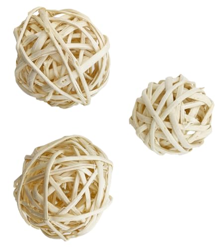 Bonka Bird Toys Pack Three Natural Woven Bamboo Balls Foot Talon Craft Part, Parrot Cage Toy, Amazon, Macaw, Eclectus, and Similar (1257 3.50 Imch) - size: 3.50 Imch