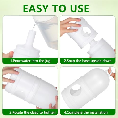 Totority Pigeon Water Dispenser 2pcs - 1000ml (34oz) Bird Waterer for Cage - Large Capacity Transparent Plastic Bird Drinker for Parrots, Parakeets, Budgies, Finches, Cockatiels, and Small Animals