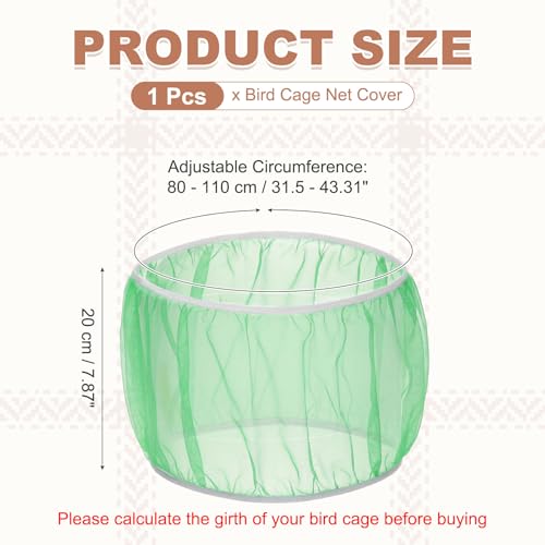 Bird Cage Seed Catcher, Bird Cage Net Cover Seeds Guard, Universal Birdcage Accessories, Green, Circumference 31.5"-43.3", Height 7.9" for Parrot Cockatiel Enclosures - color: Green, size: Circumference 31.5"-43.3", height 7.9"