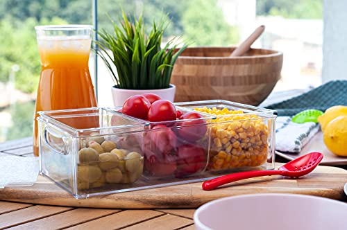 Pikanty Condiment Server Tray with 3 Removable Containers and Lids - Compact Sundae Bar, Taco Night, Dip Tray, Kids Snack Station Organizer with Carry Handles, Dishwasher Safe, Made in USA - style: Condiment Server Medium