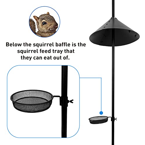 Shepherd Hook Squirrel Proof 2 Bird Feeder � Wild Bird Station - Powder Coated 90in Steel Pole � Squirrel Baffle � 2 Feeders � 1 Squirrel Peanut Feeder - 5 Prong Base � PATENT PENDING - color: Pole Included Feeder Shepherd 2