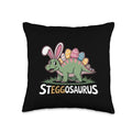 Easter Steggosaurus Cute Kid's Dinosaur Easter Egg Scales Throw Pillow - size: 16x16