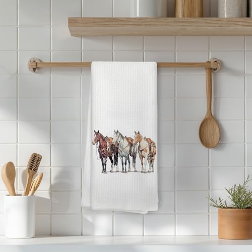 Horse Kitchen Towels, Horse Lover Gifts Dish Tea Towels for Kitchen Decor, Farmhouse Western Farm Animal Hand Towel for Bathroom, 16x24 Inch - color: 05color