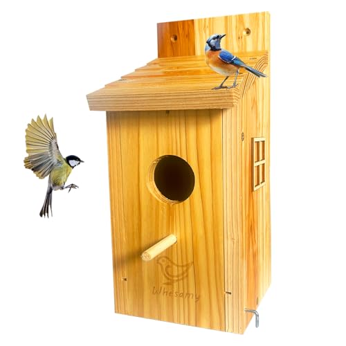 Large Bird House, Bird Houses for Outside Clearance, Cedar Birdhouses for Outdoors, Wood Birdhouse with Secure Latch, Bluebird Houses for Wren Swallow Finch Hummingbird