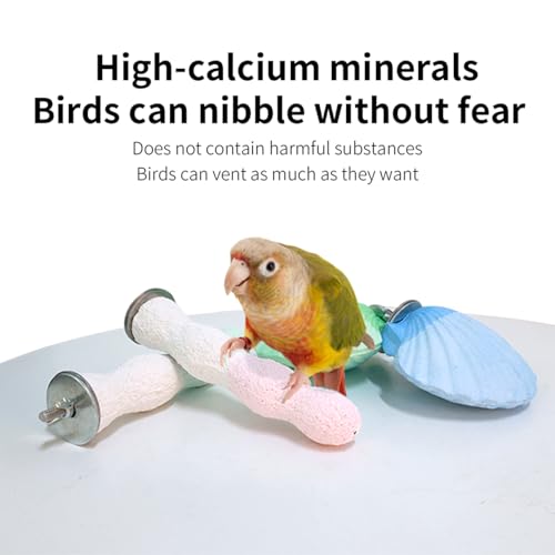 Bird Perches for Cage, Abrasive Surface High Calcium Mineral Parrot Perch Stand - Bird Nail File for Claw & Beak Health, Colorful Ceramic Bird Cage Accessories (Blue, Shell) - color: Shell Blue