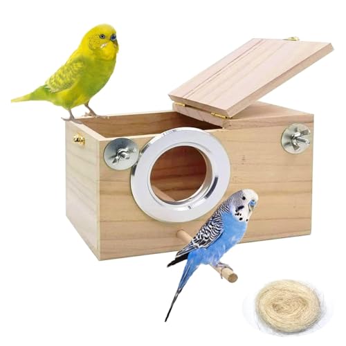 kathson Parakeet Nesting Box,Wood Bird Nest House for Cage,Parrots Breeding Mating Boxes,Budgie Nesting Box for Lovebirds,Finch,Canary,Small-Sized Birds（S） - size: S-7.87 x 4.72 x 4.72in