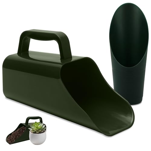Garden Soil Scoop, 2-in-1 Multi-Function Plastic Spoon Soil Shovel Wear Resistant Digging Tool Cultivation Potting Scoop with Mini Scoop for Digging Up or Transporting