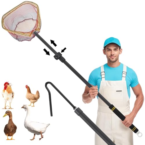 Chicken Catcher Net,37 to 63in Chicken Catcher Leg Hook Extra Long Handle Animal Catcher Pole Heavy Duty with Frosted Tube Extension Pole Poultry Hook Fowl Catcher (Black, 63in) - color: Black, size: 63in
