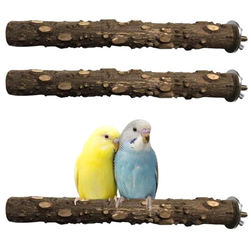 PINVNBY 3Pcs Bird Perches for Cage, Nature Wood Prickly Parrot Stand Toy Paw Grinding Stick for Small Medium Birds Parrot Parakeet Cockatiel Conure Cage Accessory