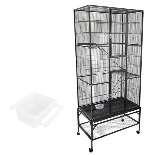 31L x 18W x 69.5H Inch Parrot Cage Included 6 Stainless Steel Cups Pull-Out Cleaning Tray for Conures Senegal Parrots