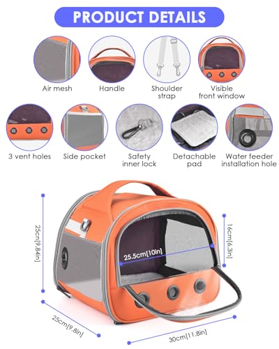 Bissap Guinea Pig Carrier Bag, Portable Small Animal Carrier Pouch for Hamster Chinchilla Rabbit Gerbil Hedgehog Sugar Glider Outgoing Travel Carrying Case -Orange - color: Orange