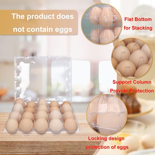 50 Pack Bulk Egg Cartons, Clear Plastic Chicken Egg Holders, Egg Tray Carton Holder for Home & Kitchen, Farm & Market Use, An Eco-Friendly Egg Storage Solution, 20 Grids(Medium Size) - color: 20 Grids