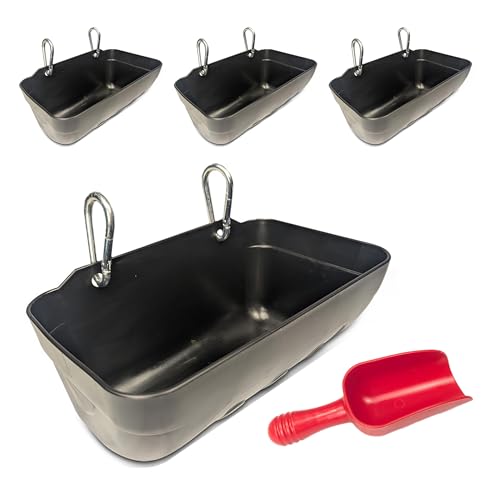Hen's Choice™ Feeder and Waterer Trough for Chickens, Ducks, Goats, Sheep, Turkey, 4.5 Quart Capacity (4, Black)