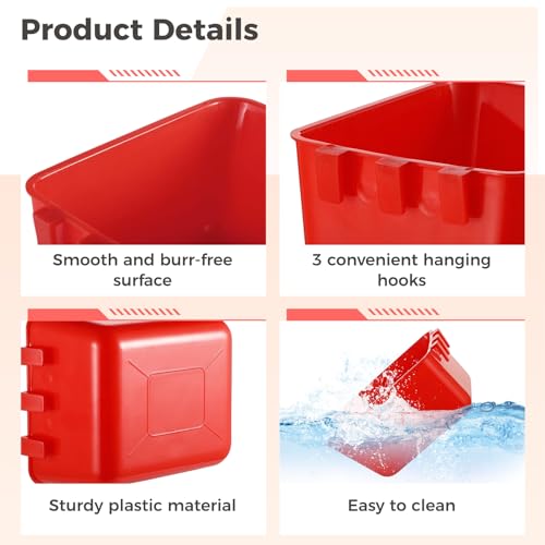 20 Pcs Cage Cups 16 oz Chicken Feeder Waterer Birds Feeders Hanging Bunny Cage Feeder Chicken Water Bowl Feeding Seed Bowl for Pet Parrot Rooster Parakeet Gamefowl Poultry Pigeon Wire Cage - color: red