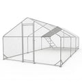CHIKENCOOP 19.5x9.8x6.5 ft Metal Chicken Coop, Chicken Run with Cover | Three-room walk-in chicken run with waterproof UV-resistant cover, lockable steel door, and PVC-coated wire mesh. - size: 238.0"L x 118.0"W x 80.0"H