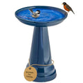 Birds Choice Ohio Stoneware Pedestal Bird Bath | 22in x 17in | Midnight | Weather-Resistant Glazed Ceramic Clay, Stable Locking Top, Suits Outdoor Gardens and Patios - color: Midnight Blue