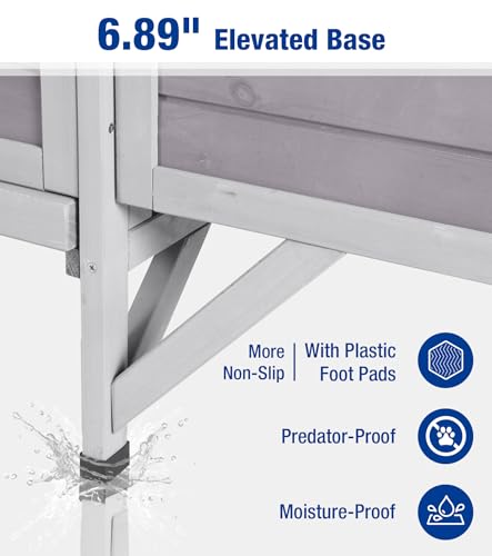 Chicken Coop Outdoor Weatherproof Chicken House with Lockable Nesting Box Slide-Out Cleaning Tray 2 Round Perches & Elevated Predator-Proof Base for 2-4 Chickens Ducks Grey - color: Grey