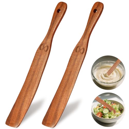 2Pcs Skinny Spurtle for Sourdough Starter, Sour Dough Tool, Wooden Spurtles | Reaching Bottom of Jars, Dough Whisk, Stirring, Mixing, Wood Spurtles, Kitchen Tools for Cookware, Gift for Sourdough Lovers - size: Skinny Spurtles