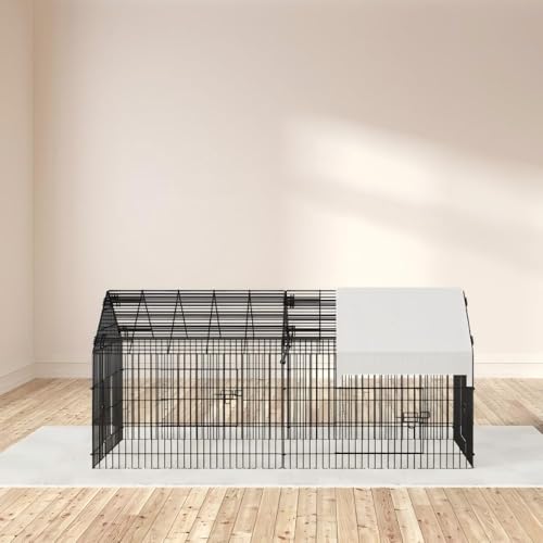 Large Walk-in Metal Chicken Coop for 10 Chickens,Heavy Duty Reinforced Wire Mesh Run with All-Weather Waterproof & Anti-UV Cover,Secure Lock - Outdoor Poultry Pen for Chickens,Ducks (Spire Roof) - size: Spire Roof