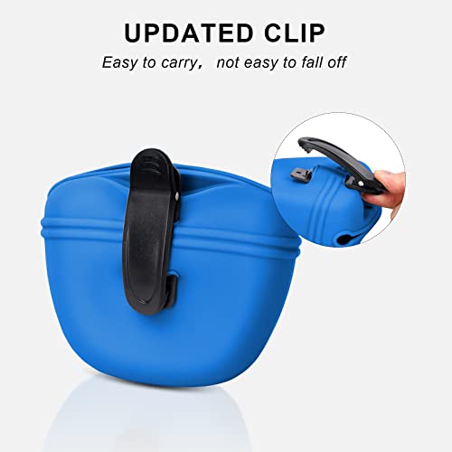 Left&Right Dog Clicker Training Kit,Silicone Dog Training Treat Pouch and Dog Clickers,Dog Treat Bag with Clicker Training for Dogs,Pet Treat Bag with Magnetic Buckle Closing and Waist Clip,Navy Blue - color: Navy Blue