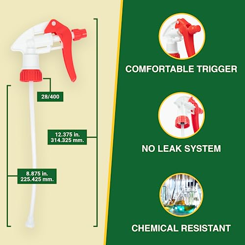 Heluva Green Spray Bottle Nozzle Replacement Tops, Red 6 Pack | Heavy-duty trigger sprayer tops for commercial and home cleaning. Fits 8/16/24/32 oz plastic & glass bottles. - color: Red, size: 6 Pack
