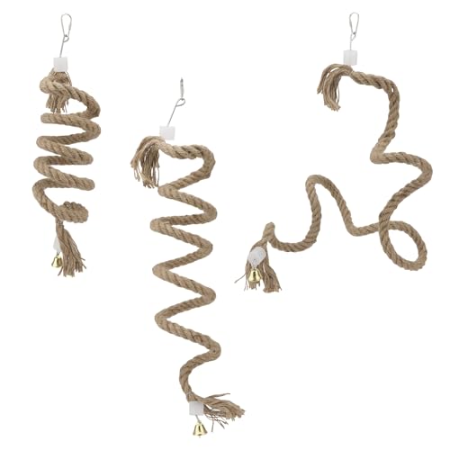 Hypeety Bird Rope Perch Spiral Parrot Perch Toy Stainless Steel Bird Rope Swing Perch Parrot Climbing String Rope Toy Bird Cage Accessories for Cockatiels, Parakeets, Budgie, Parrots, Parakeets 59inch