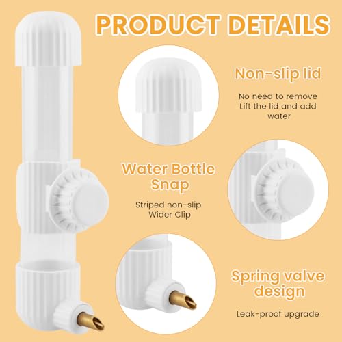 9.4 Fl Oz Bird Water Dispenser, No Mess Spring Valve Water Bottle with Parrot Bite Perch, Flexible Installation, for Small Birds Budgies, Cockatiels, Canaries, Lovebirds