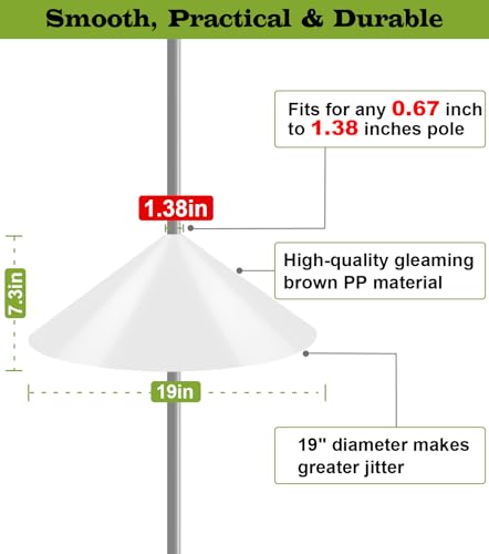19 Inch Wide Squirrel Baffle for Bird Feeder Pole, Outside Pole Mount Stopper & Bird House Guard for Outdoor Shepherd’s Hook, Semi-Transparent, 1 Pack - color: Semi-Transparent