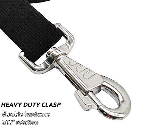 6ft Heavy Duty Tactical Dog Leash Military Black Cotton K9 Dog Leash | Medium Large Dog Leash Strong for Outdoor Walking Hunting Hiking, Thick Webbing No Tangle Metal Hook - color: black